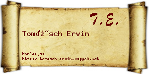 Tomásch Ervin névjegykártya